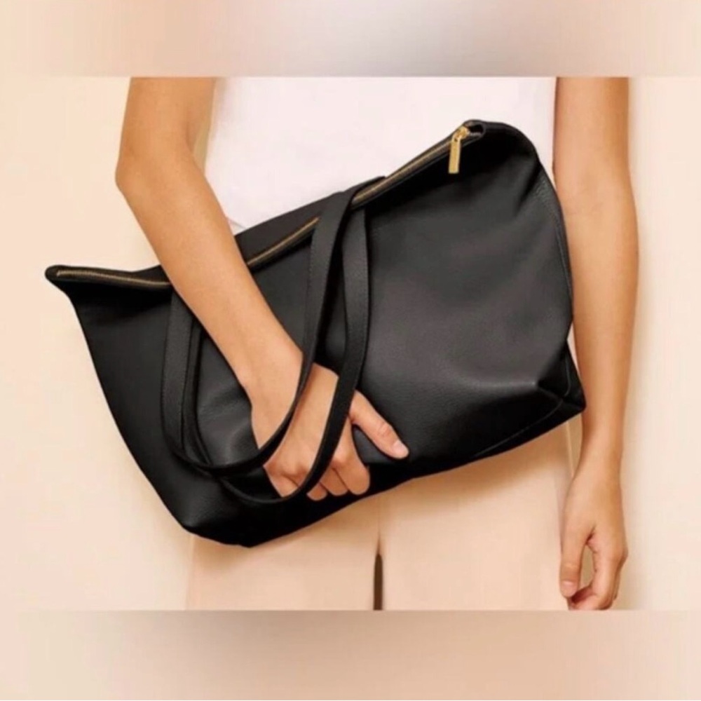 Leather Tote with Suede Insert - Picture 4 of 16